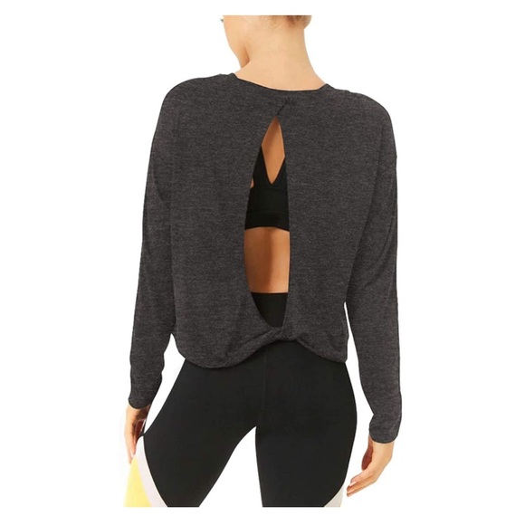 Open Back Workout Tops Long Sleeve